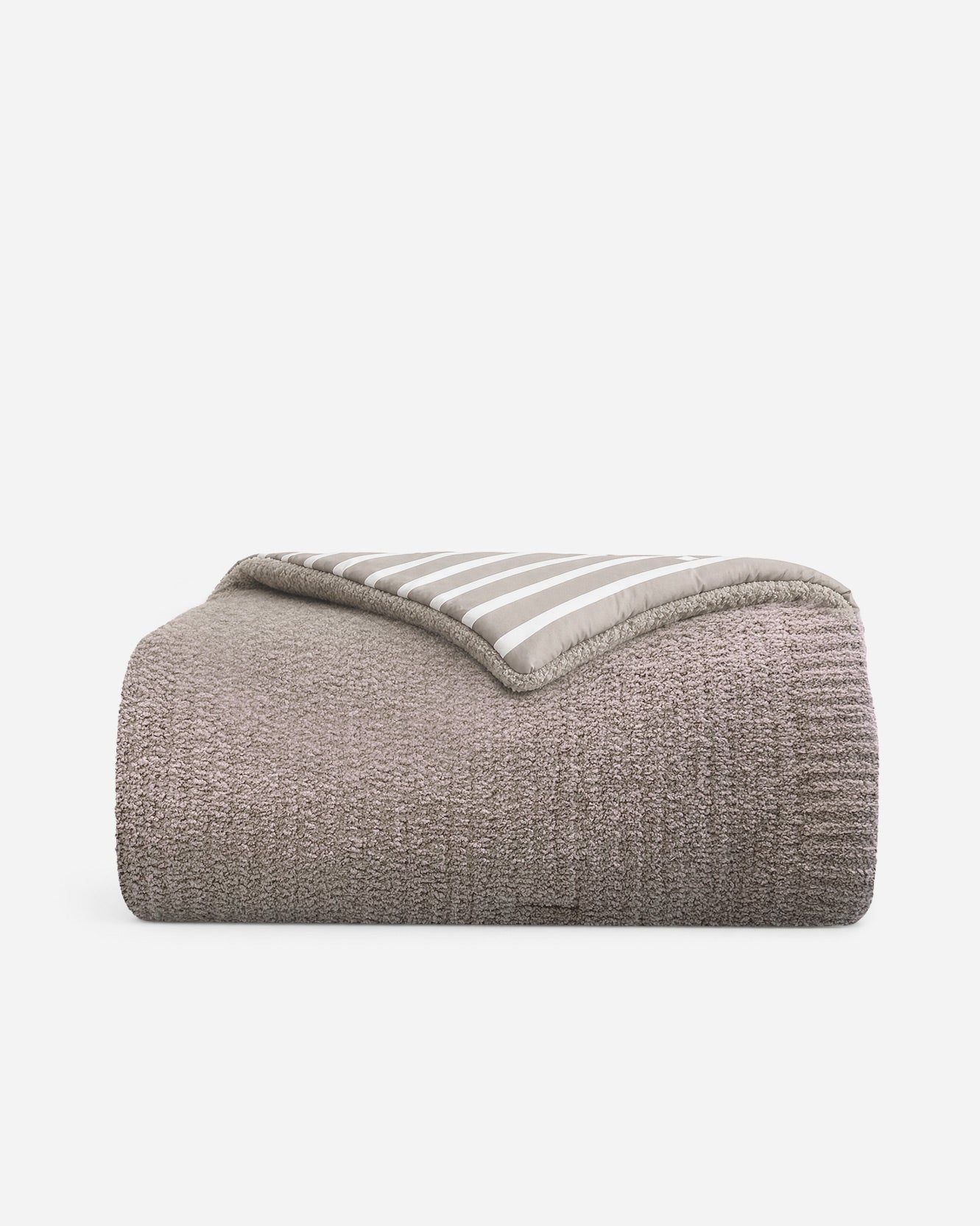 Sabbia Snug Striped Comforter - Taupe - Off White / Queen