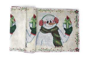 DaDa Bedding Set of 8 Pieces Magical Snowman Holiday Table Tapestry - 4 Placemats, 2 Table Runners, 2 Throw Pillow Covers (9733)