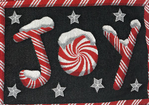 DaDa Bedding Set of 8 Pieces Peppermint Joy Holiday Table Tapestry - 4 Placemats, 2 Table Runners, 2 Throw Pillow Covers (12904)