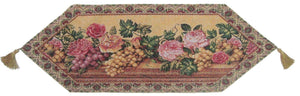 DaDa Bedding Romantic Parade of Fruit & Roses Floral Tapestry Table Runner (14426)