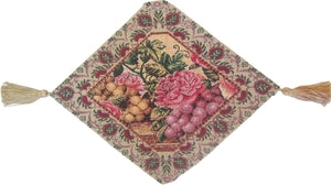 DaDa Bedding Romantic Parade of Fruit & Roses Floral Tapestry Table Runner (14426)