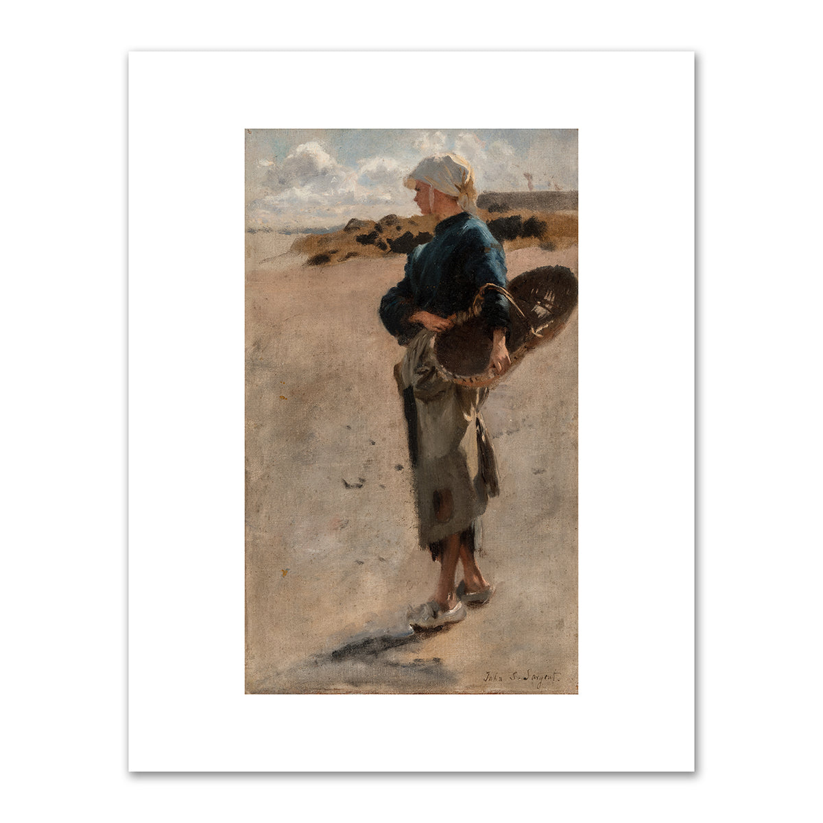 Breton Girl with a Basket, Study for â€œEn route pour la pÃªcheâ€ and â€œFishing for Oysters at Cancaleâ€ by John Singer Sargent