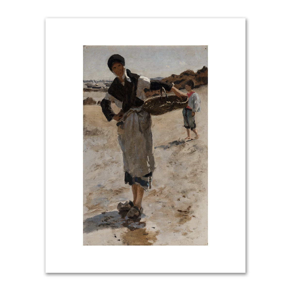 Breton Girl with a Basket, Study for â€œEn route pour la pÃªcheâ€ and â€œFishing for Oysters at Cancaleâ€ by John Singer Sargent