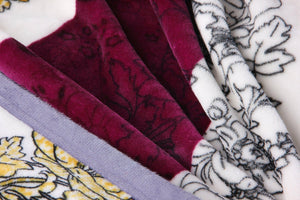 DaDa Bedding Botanical Floral Striped Carnations Mink Flannel Fleece Throw Blanket (XY9829)