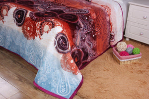 DaDa Bedding Paisley Dreams Floral Burgundy Mink Fleece Flannel Throw Blanket (XY0025)