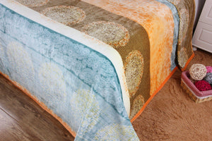 DaDa Bedding Papaya Beach Orange & Blue Reversible Soft Fleece Flannel Throw Blanket (XY9841)