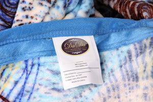 DaDa Bedding Swirly Navy Blue Lagoon Abstract Mink Flannel Fleece Throw Blanket (XY9897)
