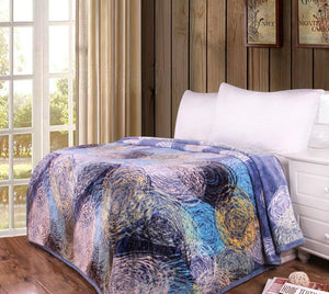 DaDa Bedding Swirly Navy Blue Lagoon Abstract Mink Flannel Fleece Throw Blanket (XY9897)