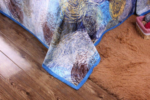 DaDa Bedding Swirly Navy Blue Lagoon Abstract Mink Flannel Fleece Throw Blanket (XY9897)