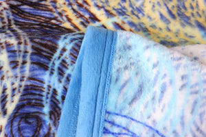 DaDa Bedding Swirly Navy Blue Lagoon Abstract Mink Flannel Fleece Throw Blanket (XY9897)