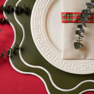 HAVEN GREEN WAVY EDGE FAUX LEATHER PLACEMAT (Set Of 4)