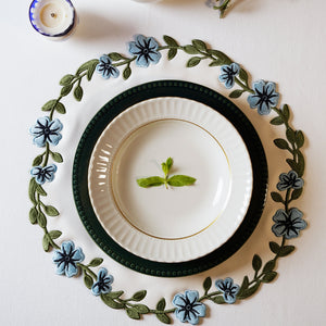 UNITY WHITE & BLUE ROUND FAUX LEATHER PLACEMAT (Set Of 4)