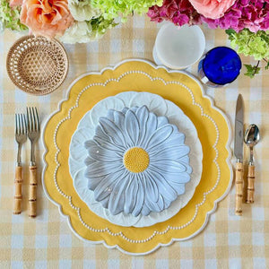 VELORA YELLOW ROUND FABRIC PLACEMAT (Set Of 4)