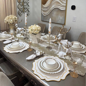 VISTA IVORY WAVY FAUX LEATHER PLACEMAT (Set Of 4)
