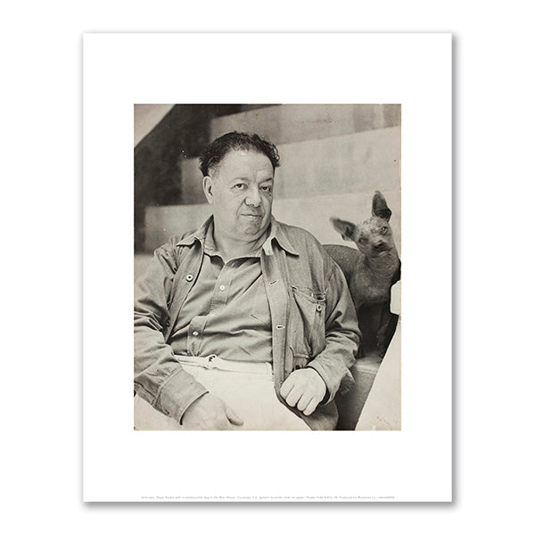 Diego Rivera with a xoloitzcuintle dog in the Blue House, Coyoacan by Unknown Artist