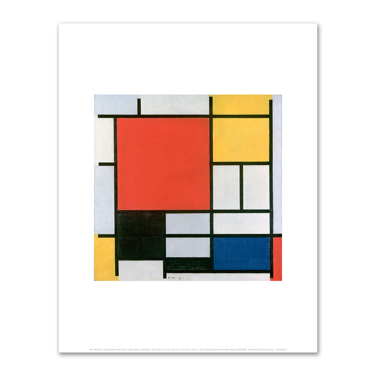 Composition with large red area, yellow, black, gray and blue by Piet Mondrian