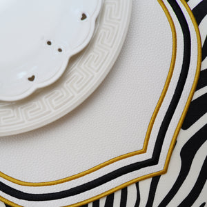 ZEAL WHITE BLACK & GOLD FAUX LEATHER PLACEMAT (Set Of 4)