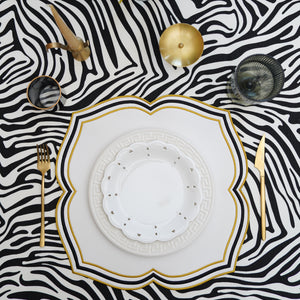 ZEAL WHITE BLACK & GOLD FAUX LEATHER PLACEMAT (Set Of 4)