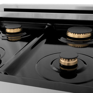 ZLINE 24" Autograph Dual Fuel Range, Stainless, Black accents, RAZ-24-MB