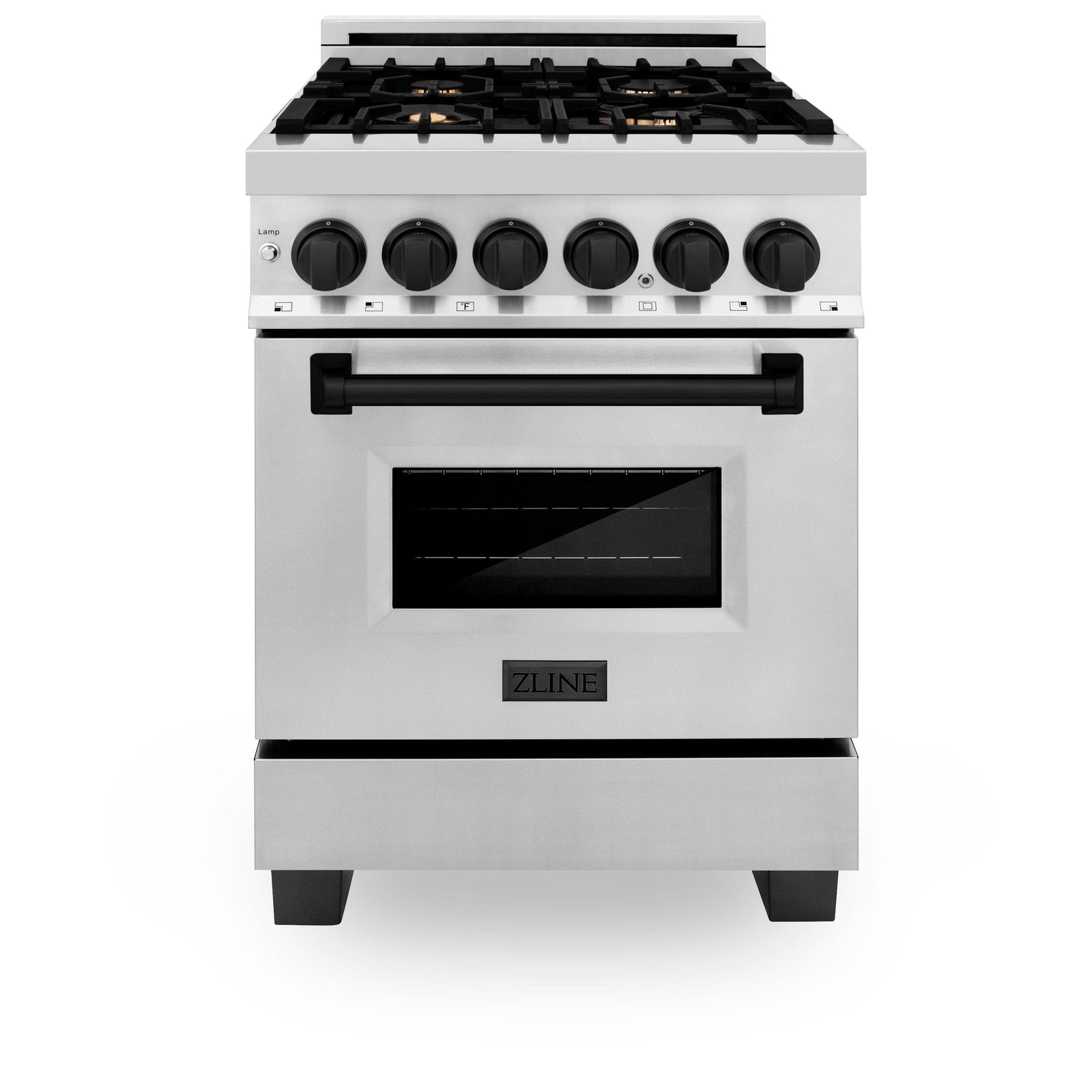 ZLINE 24" Autograph Dual Fuel Range, Stainless, Black accents, RAZ-24-MB