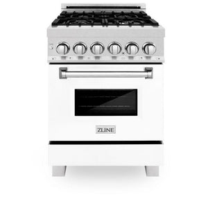 ZLINE 24" Professional Dual Fuel Range, Matte White Door, RA-WM-24