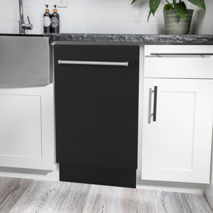 ZLINE 18" Dishwasher in Black matt panel, Stainless Tub, DWV-BLM-18