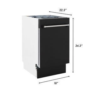 ZLINE 18" Dishwasher in Black matt panel, Stainless Tub, DWV-BLM-18