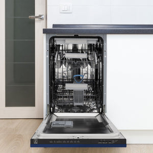 ZLINE 18" Dishwasher in Blue gloss panel, Stainless Tub, DWV-BG-18