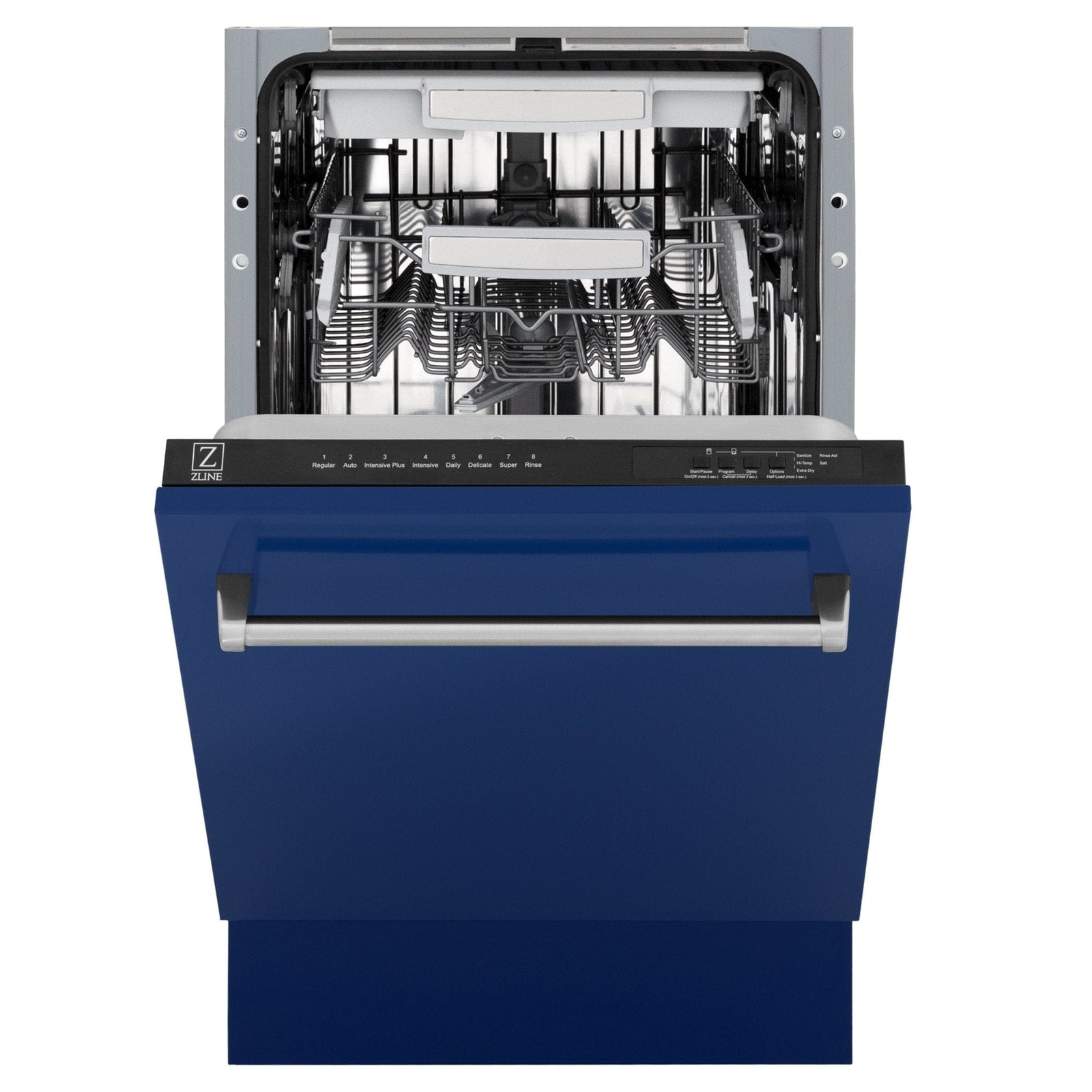 ZLINE 18" Dishwasher in Blue gloss panel, Stainless Tub, DWV-BG-18