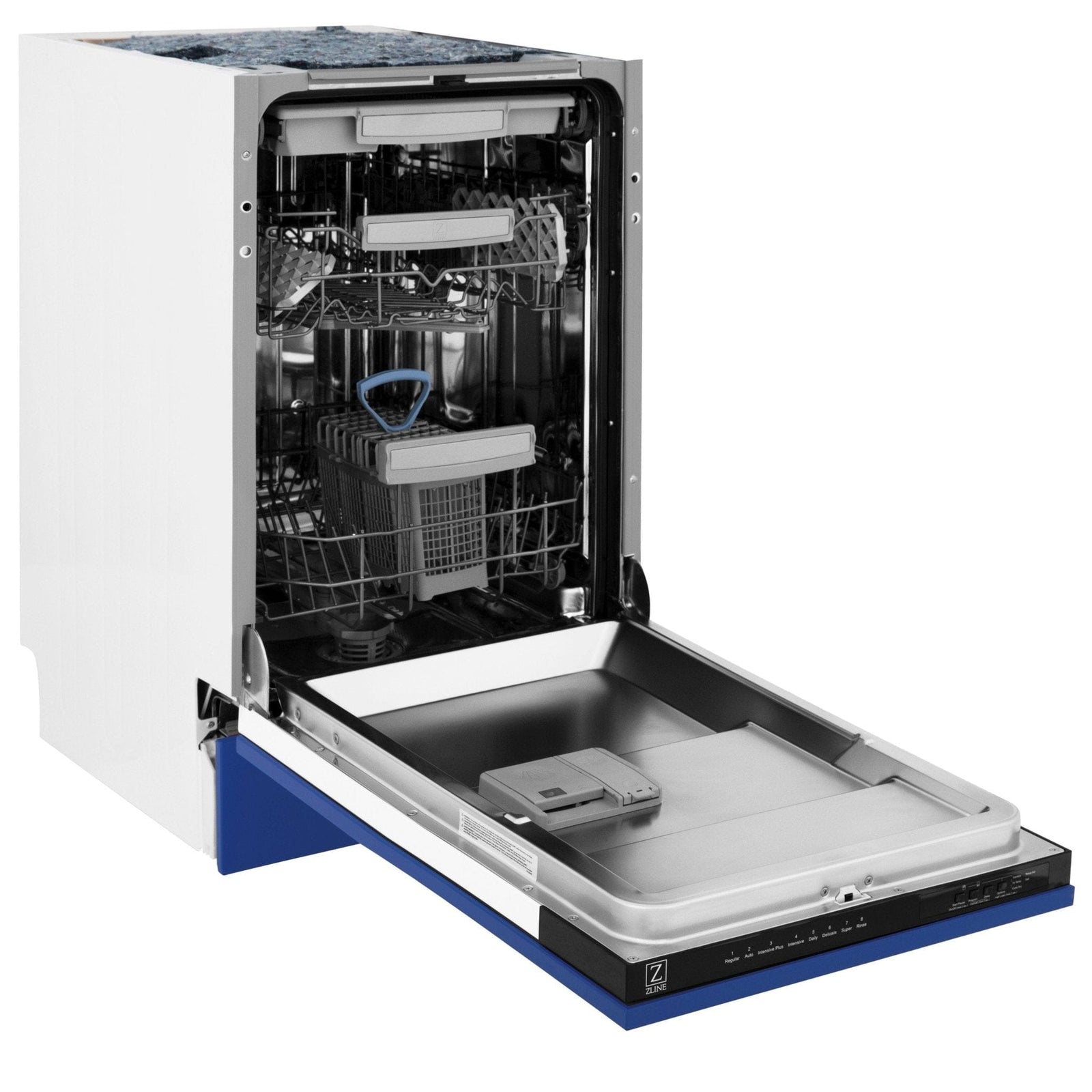 ZLINE 18" Dishwasher in Blue matt panel, Stainless Tub, DWV-BM-18