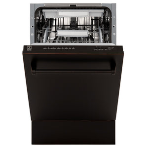 ZLINE 18" Dishwasher, Oil Rubbed Bronze panel, Stainless Tub, DWV-ORB-18