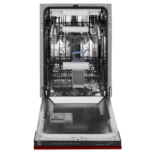 ZLINE 18" Dishwasher, Red Gloss panel, Stainless Tub, DWV-RG-18