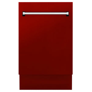 ZLINE 18" Dishwasher, Red Gloss panel, Stainless Tub, DWV-RG-18