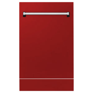 ZLINE 18" Dishwasher, Red Gloss panel, Stainless Tub, DWV-RG-18
