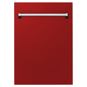 ZLINE 18" Dishwasher, Red Gloss panel, Stainless Tub, DWV-RG-18