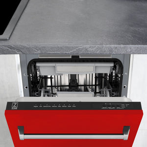 ZLINE 18" Dishwasher, Red Matt panel, Stainless Tub, DWV-RM-18