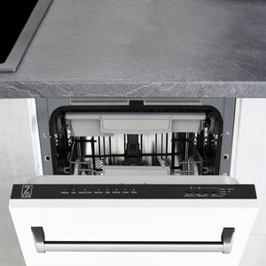 ZLINE 18" Dishwasher, White Matte panel, Stainless Tub, DWV-WM-18