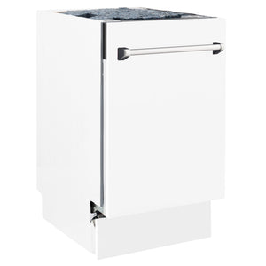 ZLINE 18" Dishwasher, White Matte panel, Stainless Tub, DWV-WM-18