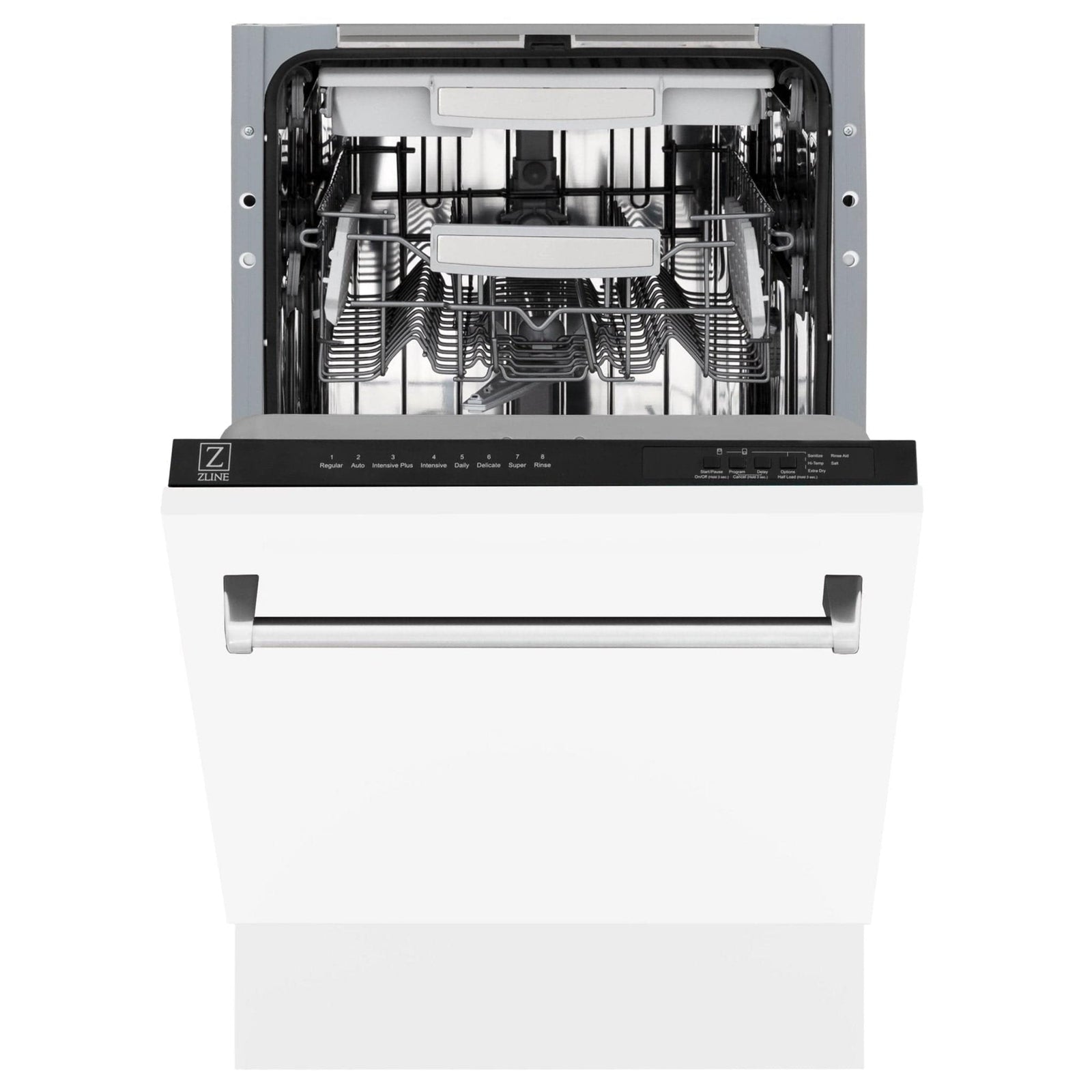 ZLINE 18" Dishwasher, White Matte panel, Stainless Tub, DWV-WM-18