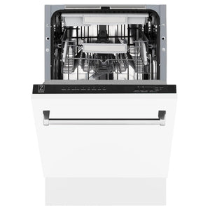 ZLINE 18" Dishwasher, White Matte panel, Stainless Tub, DWV-WM-18