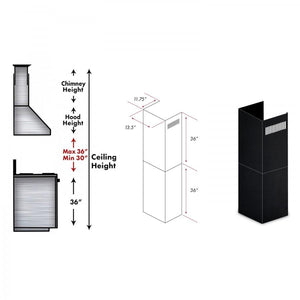 ZLINE 2-36" Chimney Extensions for 10 ft. to 12 ft. Ceilings, 2PCEXT-BS655N