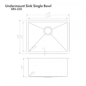 ZLINE 23" Undermount Single Bowl Sink DuraSnow Stainless Steel, SRS-23S