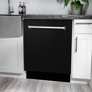 ZLINE 24" Dishwasher in Black Matte panel, Stainless Tub, DWV-BLM-24