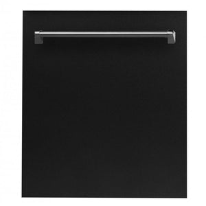 ZLINE 24" Dishwasher in Black Matte, Traditional Handle, DW-BLM-24