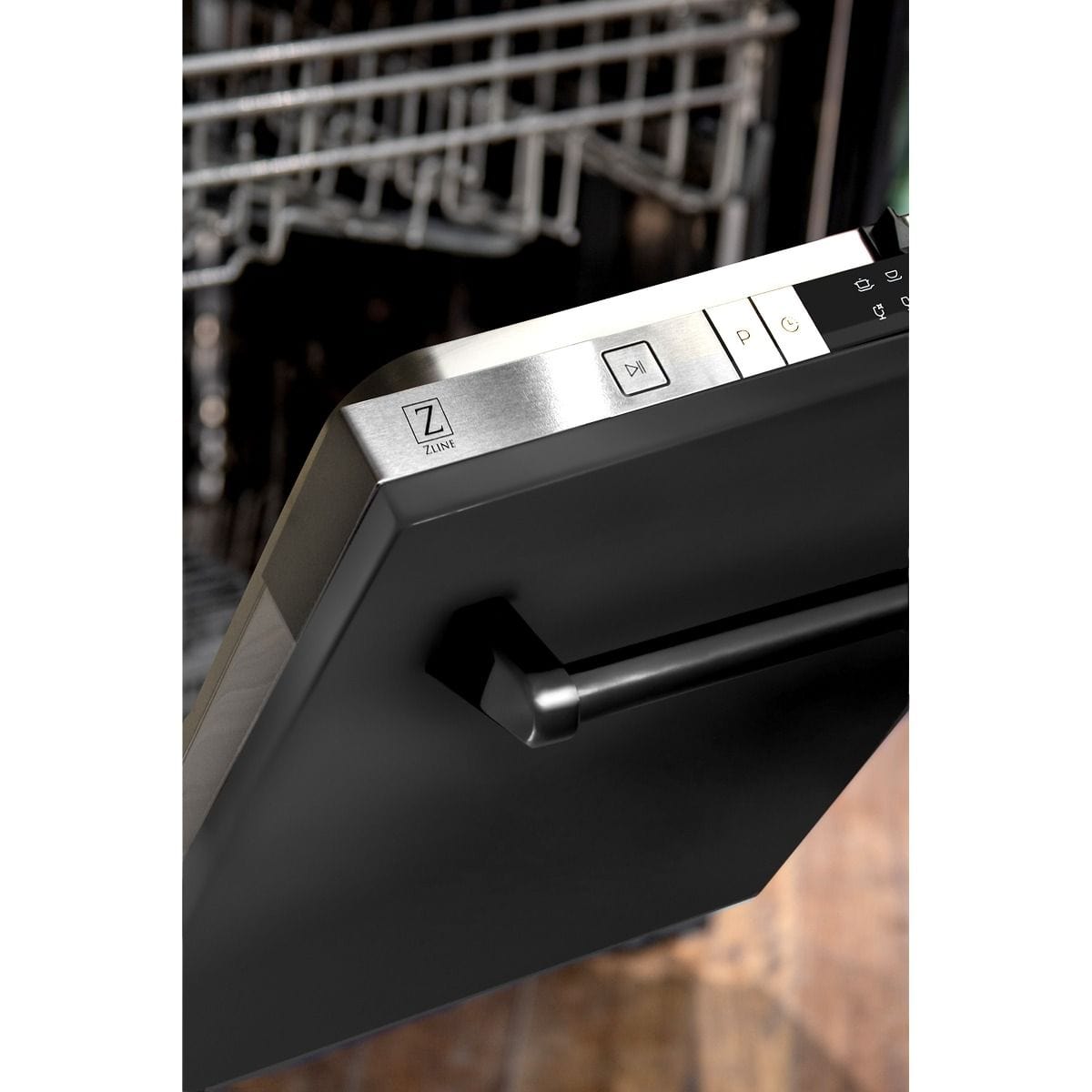 ZLINE 24" Dishwasher In Black Stainless Steel, Stainless Tub, DW-BS-24
