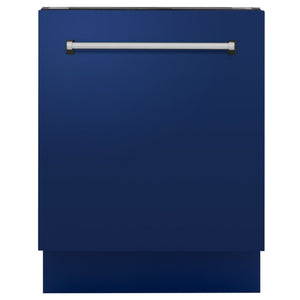 ZLINE 24" Dishwasher in Blue gloss panel, Stainless Tub, DWV-BG-24