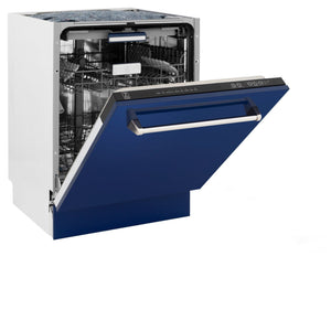 ZLINE 24" Dishwasher in Blue gloss panel, Stainless Tub, DWV-BG-24