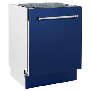 ZLINE 24" Dishwasher in Blue gloss panel, Stainless Tub, DWV-BG-24