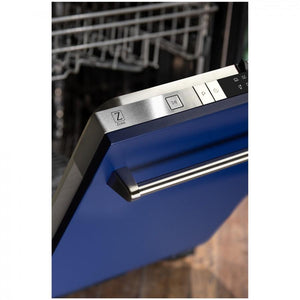 ZLINE 24" Dishwasher in Blue Matte and Traditional Style Handle, DW-BM-24