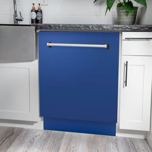ZLINE 24" Dishwasher in Blue Matte panel, Stainless Tub, DWV-BM-24